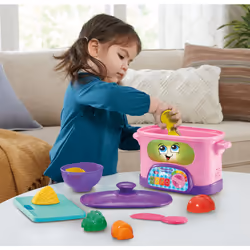 LeapFrog Choppin' Fun Learning Pot, Pink, Roleplay Kitchen Toy for Children, Interactive Learning Toy for Pretend Play with Food Names, Recipes and