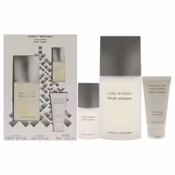 Issey Miyake Leau Dissey Pour Homme For Men 3 Pc Gift Set 4.2oz EDT Spray, 15ml EDT Spray, 1.6oz Shower Gel