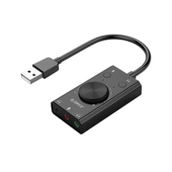 ORICO SC2 Multi-function USB External Driver-free Sound Card with 2 x Headset Ports & 1 x Microphone Port & Volume Adjustment (Black)
