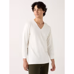 Uniqlo Japan HeaTTech CoTTon V Neck T  exTremely Warm  nighT sleeVe - 01 OFF WHITE/XL