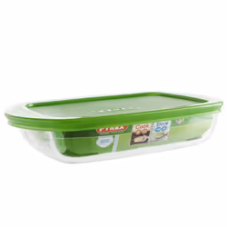 Pyrex Cook & Store Rectangular Dish With Lid 750ml Clear/Green