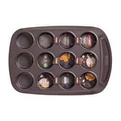 Pyrex AsimetriA Muffin Tray 12 Cups Non Stick Easy Grip Brown