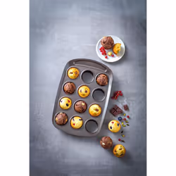 Pyrex AsimetriA Muffin Tray 12 Cups Non Stick Easy Grip Brown