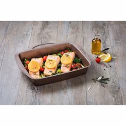 Pyrex AsimetriA Rectangular Roaster Easy Grip Non Stick 40cm Brown
