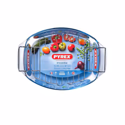Pyrex 412U000, Casserole baking dish, Oval, Glass, Stainless steel, Stainless steel, Transparent, -40 - 350 °C, 4 L