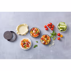 Pyrex AsimetriA Tartlets with Loose Bottom Set of 4 Pieces 10cm Brown