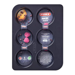 Pyrex Magic Muffin Tray 6 Cup Carbon Steel Non Stick Coating Black