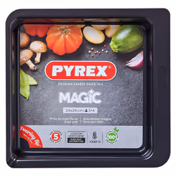 Pyrex Magic Square Roaster Carbon Steel Non Stick 24 x 24cm Black
