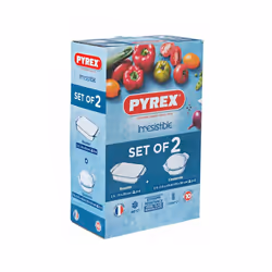 Pyrex Glass Roaster & Casserole Microwavable 1.5 & 2.1L Transparent