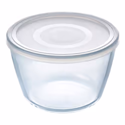 Pyrex Classic Round Glass Dish with Plastic Lid 1.7L White