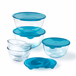Pyrex Set of 5 Heavy Duty Glass Salad Bowls with Lids (0.5L - 1L - 2L) BPA Free | Made in France, Dishwasher, Microwave and O ...