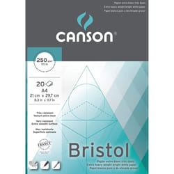 Canson Bristol 250gsm Paper, high-White & Ultra-Smooth, A4 pad Including 20 Sheets