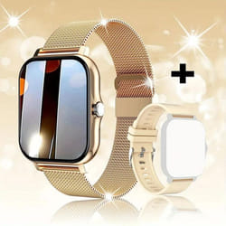 Smart Watch For Men Women Gift For Xiaomi Full Touch Screen Sport Fitness Watches BT Call Digital Smartwatch Wristwatch 2024 New - Gold, mesh belt