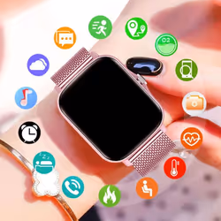 Smart Watch For Men Women Gift For Xiaomi Full Touch Screen Sport Fitness Watches BT Call Digital Smartwatch Wristwatch 2024 New - Gold, mesh belt