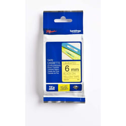 Brother TZe-611 Labelling Tape Cassette, 6 mm (W) x 8 m (L), Laminated, Brother Genuine Supplies - Black on Yellow