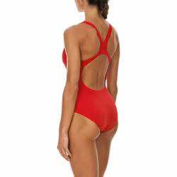 Arena Women's Madison Race Polyester Solid Swim Pro Back Swimsuit Red/Metallic Silver 36