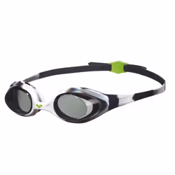 Arena Unisex Spider Junior Youth Swim Goggles for Boys and Girls  Black / White / Clear  Non-Mirror Lens