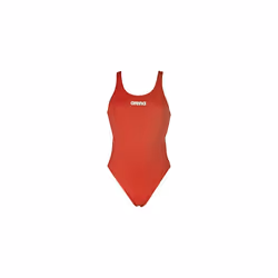Arena Solid Swim Tech High Women's Swimming Costume with Open Back - Red, White, 30