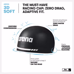 Arena 3D Soft USA Unisex Adult Silicone Swim Cap for Men and Women Swi