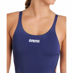 ARENA Women's Solid Team MaxLife Swimsuit Swim Tech Back One Piece Racing Bathing Suit Competition Training Swimwear  Navy/White  US Size 34