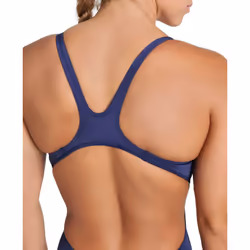 ARENA Women's Solid Team MaxLife Swimsuit Swim Tech Back One Piece Racing Bathing Suit Competition Training Swimwear  Navy/White  US Size 34