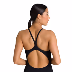 ARENA Women's Team MaxLife Swimsuit Solid FL Light Drop Back Sports Athletic One Piece Swimwear Training Bathing Suit  Black/White  US Size 38