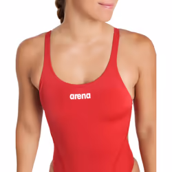 ARENA Women's Solid Team MaxLife Swimsuit Swim Tech Back One Piece Racing Bathing Suit Competition Training Swimwear  Red/White  US Size 34