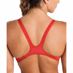 ARENA Women's Solid Team MaxLife Swimsuit Swim Tech Back One Piece Racing Bathing Suit Competition Training Swimwear  Red/White  US Size 34