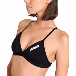 ARENA Womens Team Solid Swim Top Tie Back Athletic Bikini Top Only Competitive Swimming Training Ladies Bathing Suit  Black/White  US Size 34