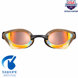 ARENA Unisex Cobra Core Swipe Anti-Fog Racing Swim Goggles for Men and Women Polycarbonate Mirror Lens  Yellow Copper/Choco