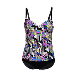 ARENA Women's Standard BODYLIFT Tummy Control Tankini Two-Piece Shaping Swimsuit  Black Multi/Black  36