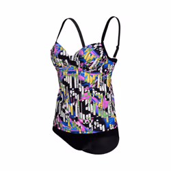 ARENA Women's Standard BODYLIFT Tummy Control Tankini Two-Piece Shaping Swimsuit  Black Multi/Black  36