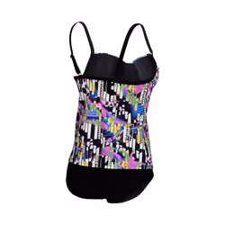 ARENA Women's Standard BODYLIFT Tummy Control Tankini Two-Piece Shaping Swimsuit  Black Multi/Black  36