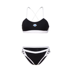ARENA Women's Standard Performance Icons Solid Cross Back Bikini  Black-White  38