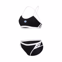 ARENA Women's Standard Performance Icons Solid Cross Back Bikini  Black-White  28