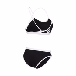 ARENA Women's Standard Performance Icons Solid Cross Back Bikini  Black-White  28