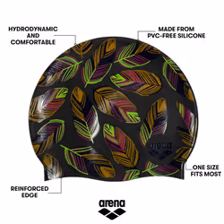 Arena Print 2 Unisex Silicone Swim Cap for Adults  Women and Men Intensive Training Comfortable Non-Slip Long Hair Swimming Hat  Falling Leaves