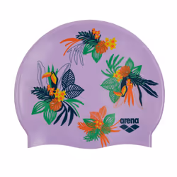 Arena Junior Silicone Unisex Print Swim Cap for Boys and Girls Comfortable Durable Kids Pool Bathing Cap One Size Toucans