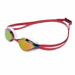 ARENA Python Racing Swim Goggles for Men and Women UV Protection Anti-Fog Dual Strap Mirror Lens Copper/White/Red Wine