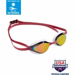 ARENA Python Racing Swim Goggles for Men and Women  UV Protection  Anti-Fog  Dual Strap  Mirror Lens  Copper/White/Red Wine