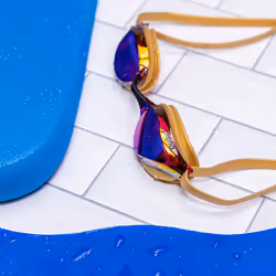 ARENA Python Racing Swim Goggles for Men and Women  UV Protection  Anti-Fog  Dual Strap  Mirror Lens  Copper/White/Red Wine