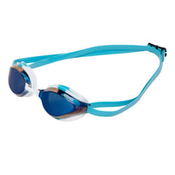 ARENA Python Racing Swim Goggles for Men and Women  UV Protection  Anti-Fog  Dual Strap  Mirror Lens  Blue Mirror/White Sky