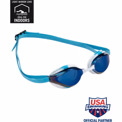 ARENA Python Racing Swim Goggles for Men and Women  UV Protection  Anti-Fog  Dual Strap  Mirror Lens  Blue Mirror/White Sky