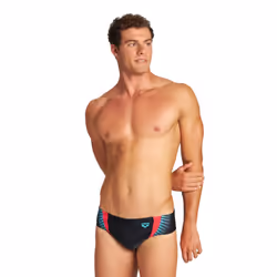 Arena Feel Men's Threefold Swim Brief Stretchy MaxFit Swimsuit Pool and Beach Swimwear Black/Black/Anguria US Size 40