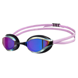 ARENA Unisex Adults Python Racing Swim Goggles for Men and Women Anti-Fog Mirror Lens Max Comfort Dual Strap  Violet/Black/Violet