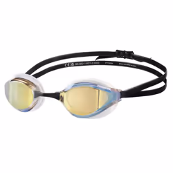ARENA Unisex Adults Python Racing Swim Goggles for Men and Women Anti-Fog Mirror Lens Max Comfort Dual Strap Gold/White/Blac ...