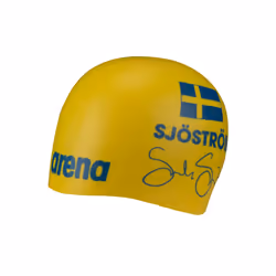 Arena Signature Collection Sarah Sj?tr? Autograph Unisex Adult Molded Silicone Swim Cap for Training and Racing  One Size Fits Most  Yellow