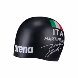 Arena Signature Collection NicolMartinenghi Autograph Unisex Adult Molded Silicone Swim Cap for Training and Racing  One Size Fits Most  Black
