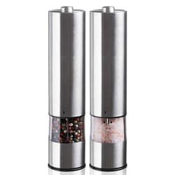 New Electric Salt and Pepper Grinder Set (Batteries not included) - Automatic Adjustable Shakers - Stainless Steel Powered
