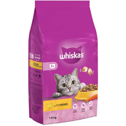 Whiskas 1+ Chicken 1.9kg Bag, Adult Cat Dry Food